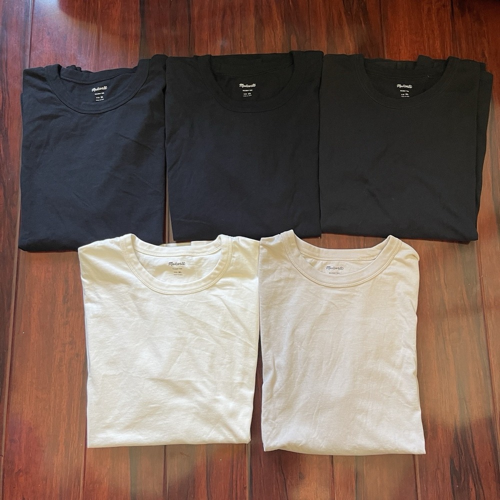Lot Of 5 Madewell All Day Tees BLACK 3 WHITE 1 NATURAL 1 Men's L-XL MSRP $40